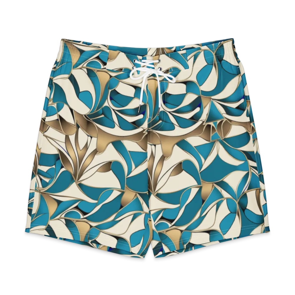 Teal Arabesque on Men's Board Shorts — Front