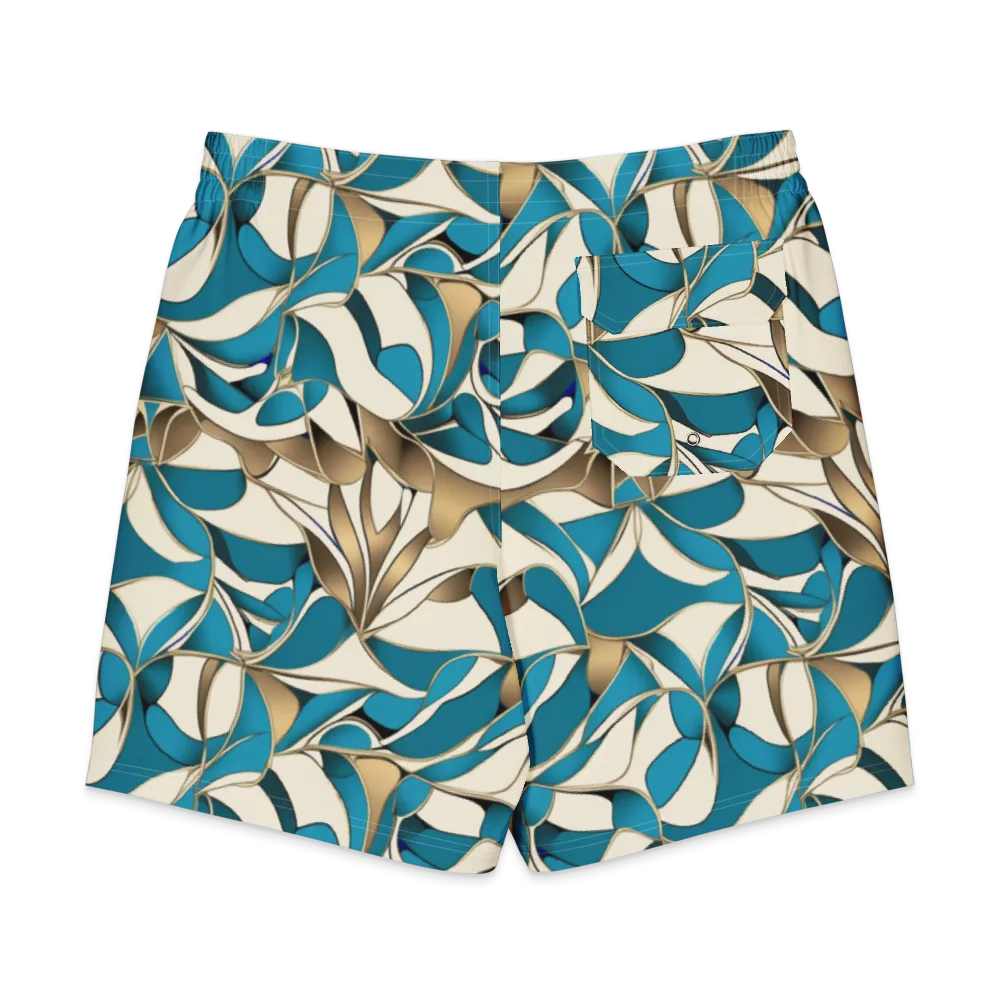 Teal Arabesque on Men's Board Shorts — Back
