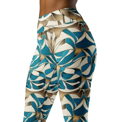 Teal Arabesque on a Yoga Leggings