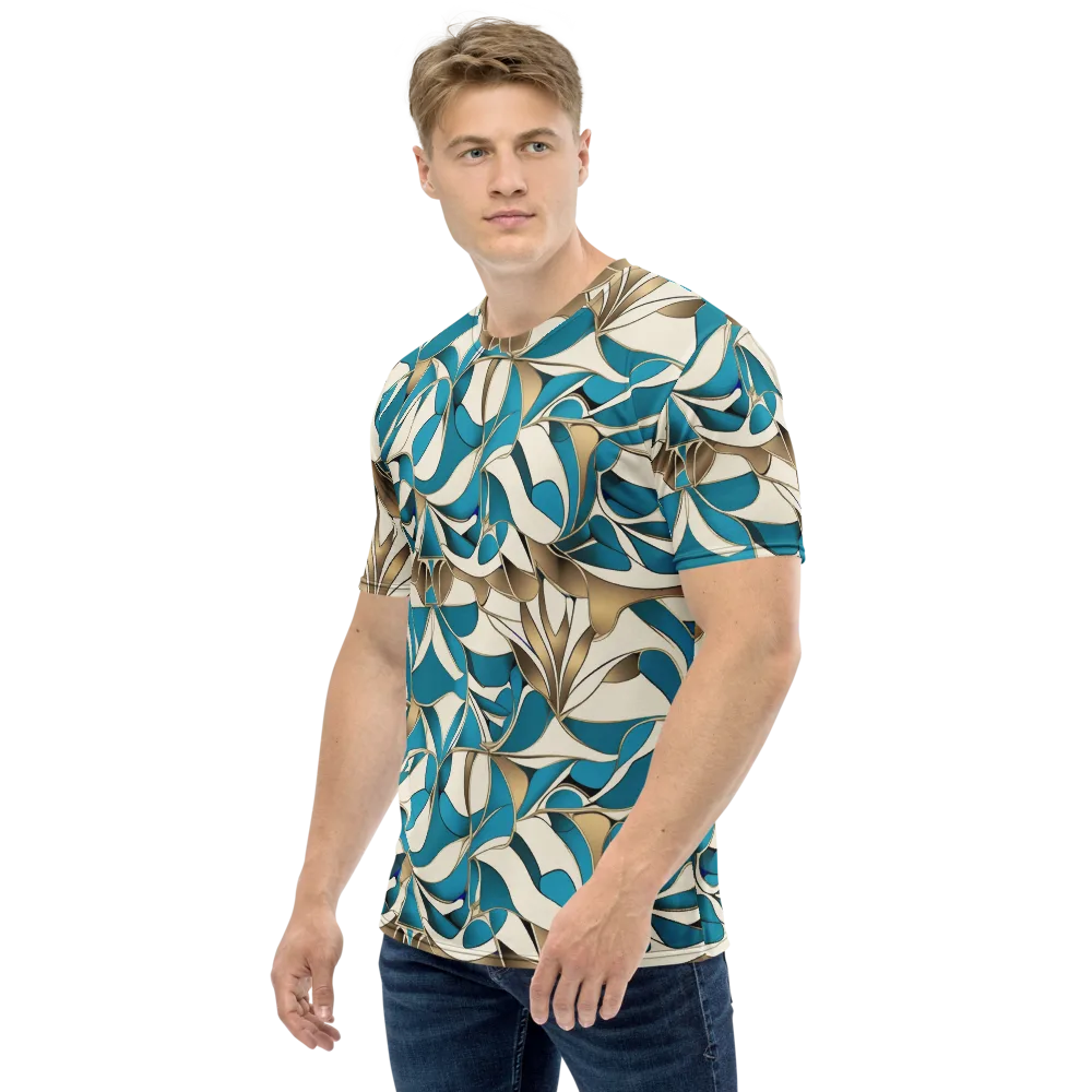 Teal Arabesque on Men's Crew Neck T-Shirt — Left