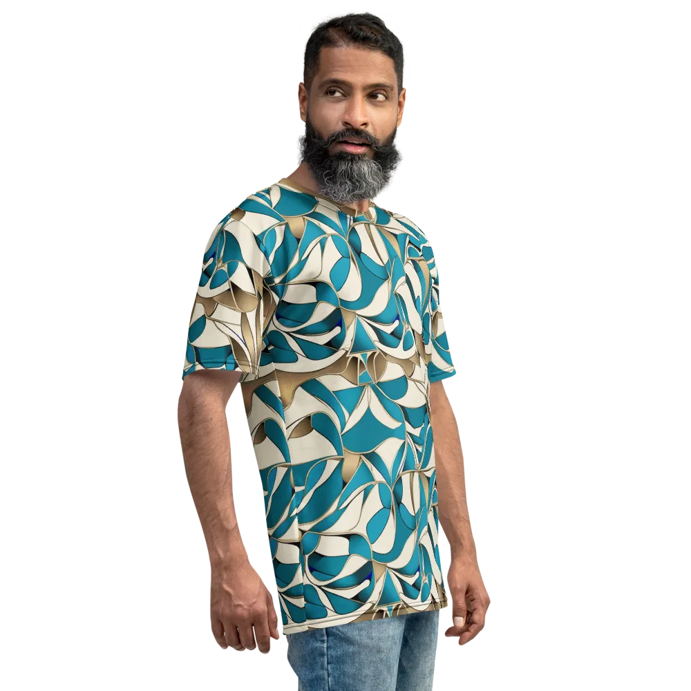 Teal Arabesque on Men's Crew Neck T-Shirt — Right
