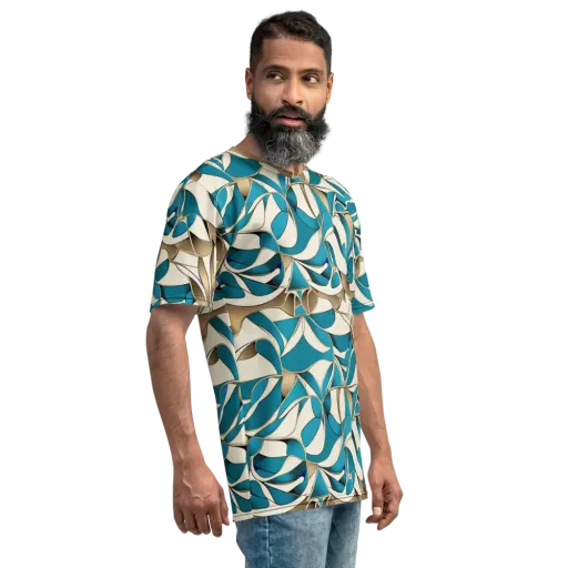 Teal Arabesque on a Men's Crew Neck T-Shirt