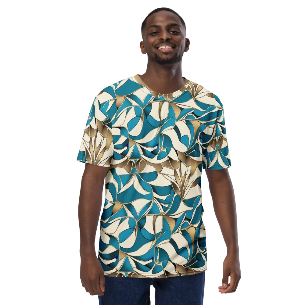 Teal Arabesque on Men's Crew Neck T-Shirt — Front