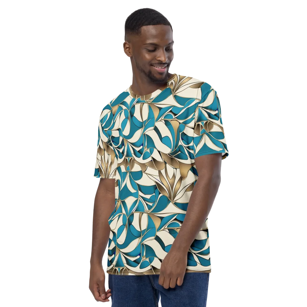 Teal Arabesque on Men's Crew Neck T-Shirt — Left