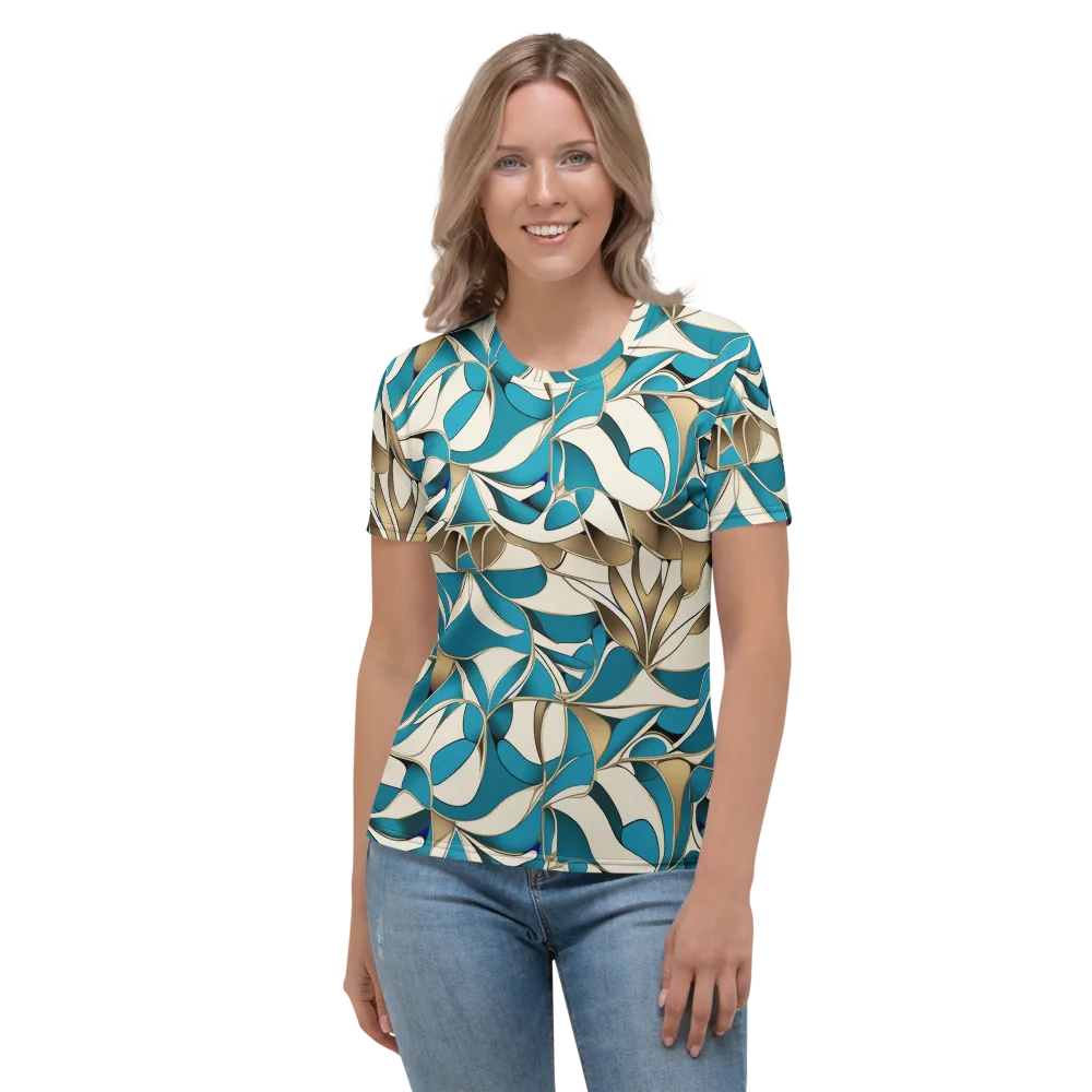 Teal Arabesque on Women's Crew Neck T-Shirt — Front