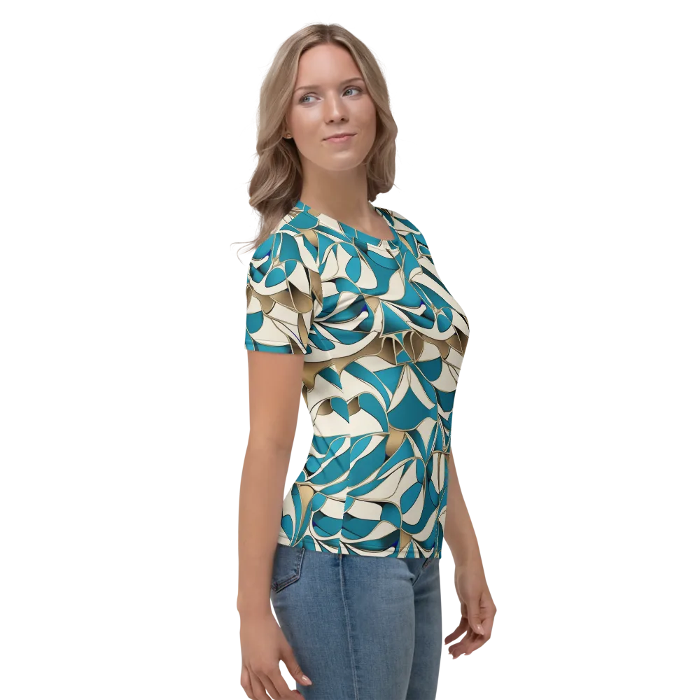 Teal Arabesque on Women's Crew Neck T-Shirt — Right