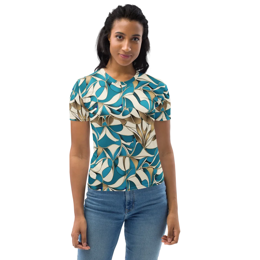 Teal Arabesque on Women's Crew Neck T-Shirt — Front