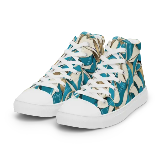 Teal Arabesque on a Women's High Top Canvas Shoes