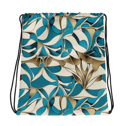 Teal Arabesque on a Drawstring Bag