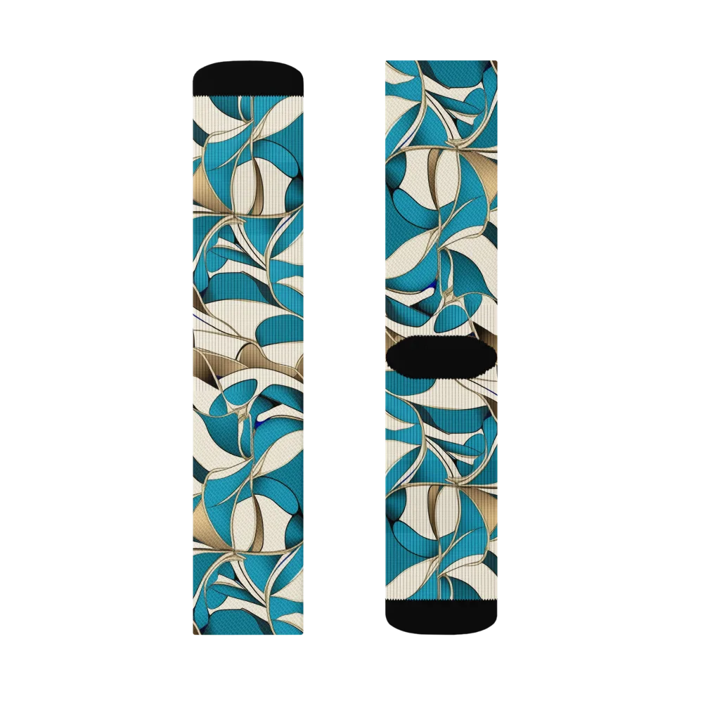 Teal Arabesque on Socks — Left Sock