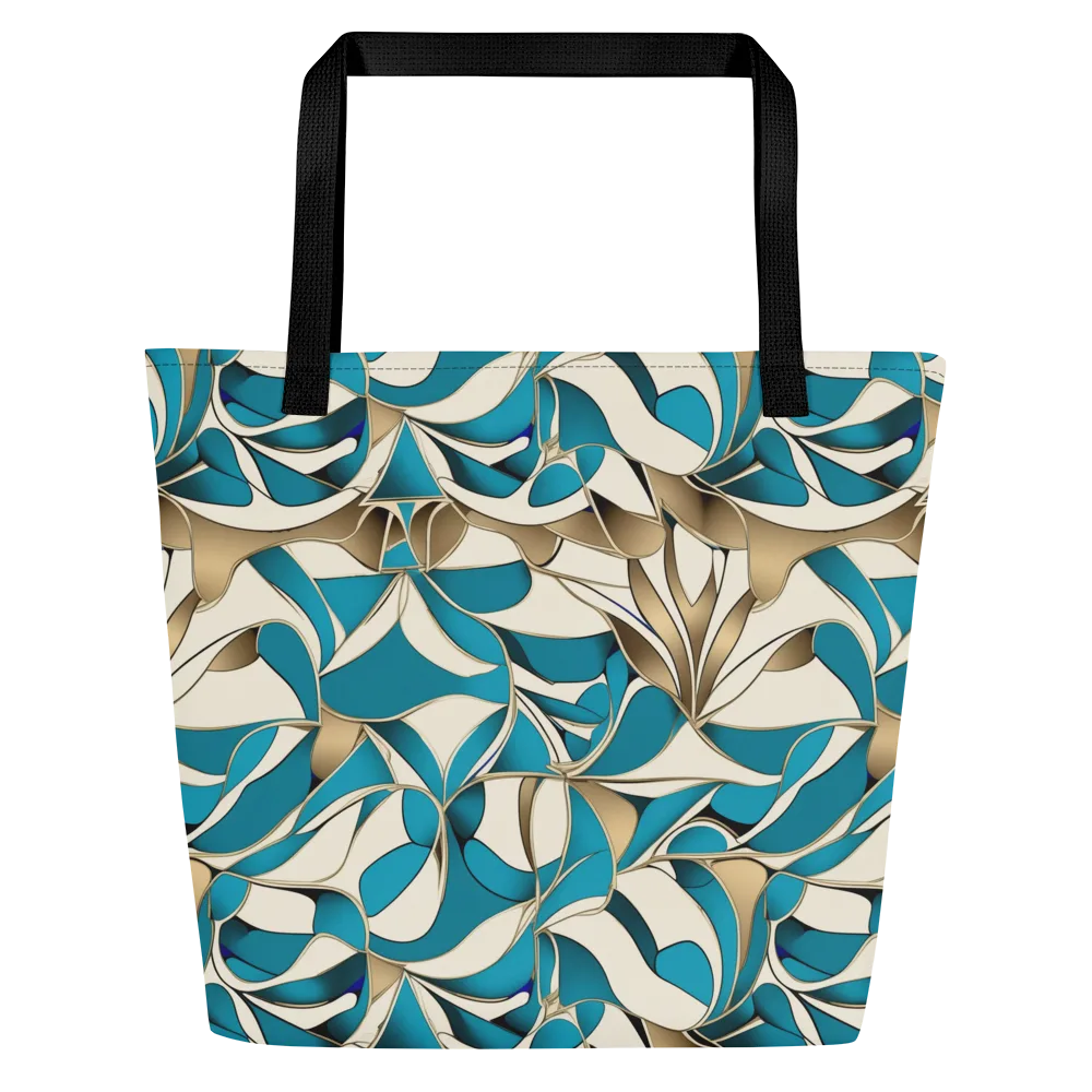 Teal Arabesque on Large Tote Bag W/ Pocket — Front