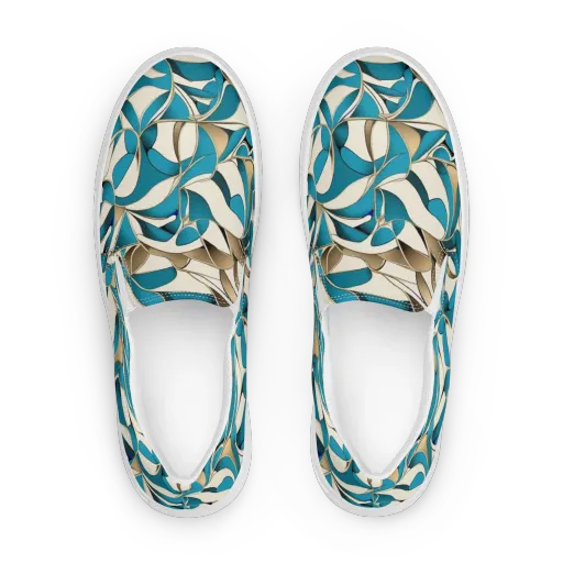 Teal Arabesque on a Women's Slip-On Canvas Shoes
