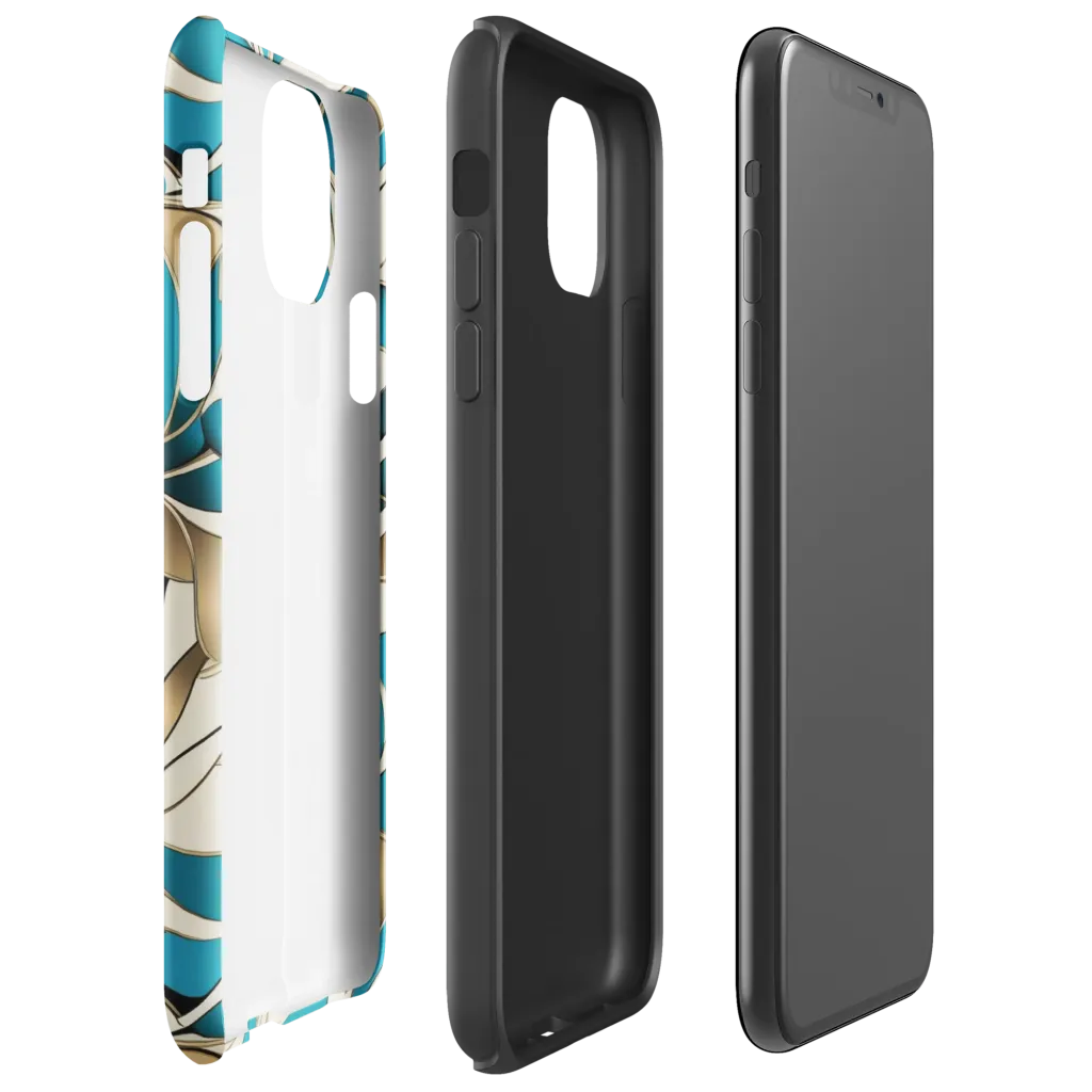 Teal Arabesque on Tough Case for iPhone® — Right