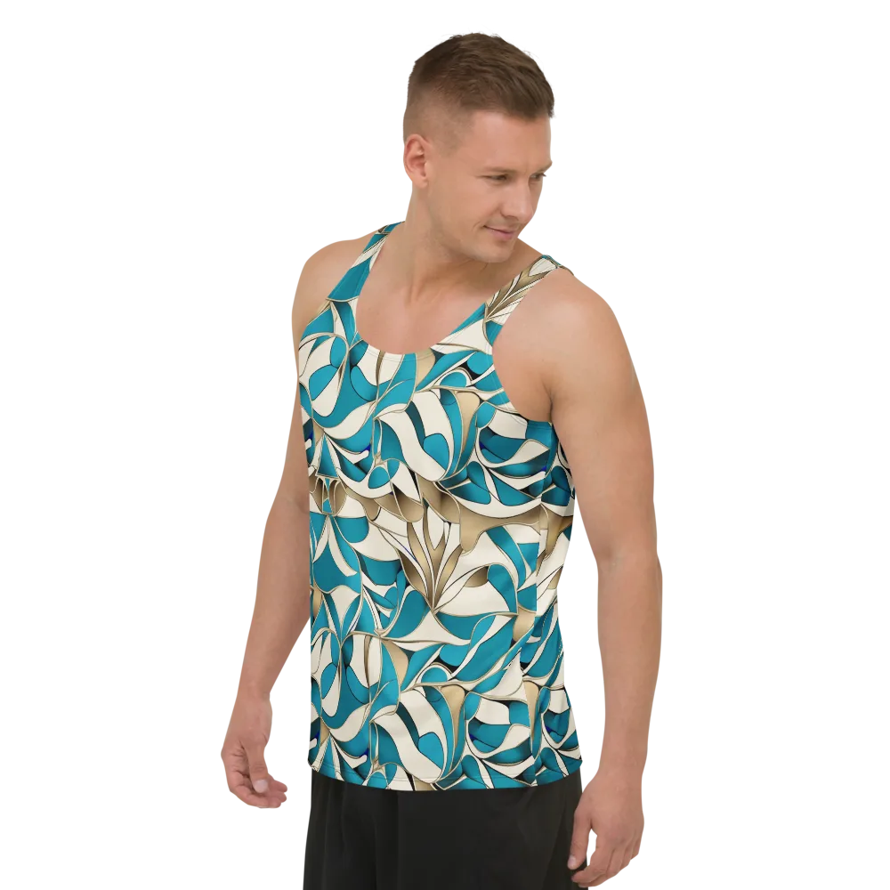 Teal Arabesque on Men's Tank Top — Left Front