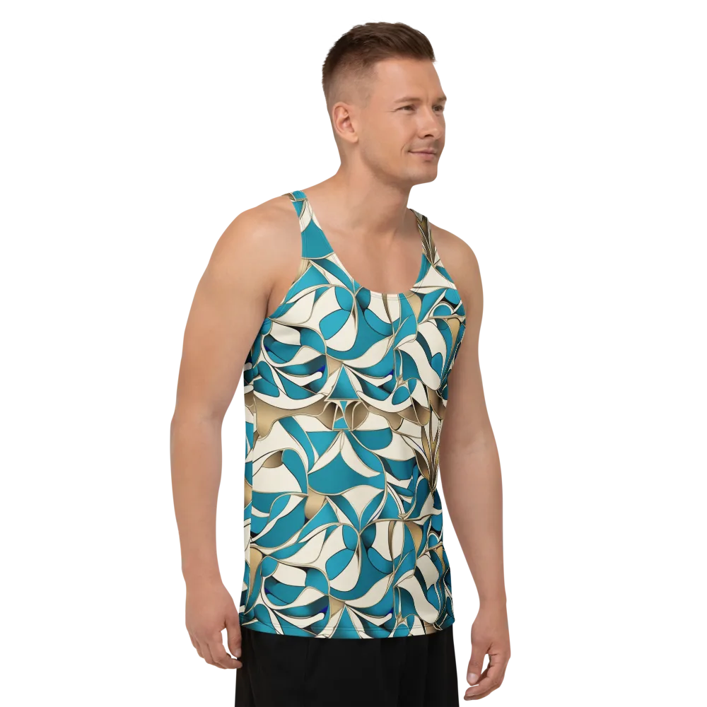 Teal Arabesque on Men's Tank Top — Right Front