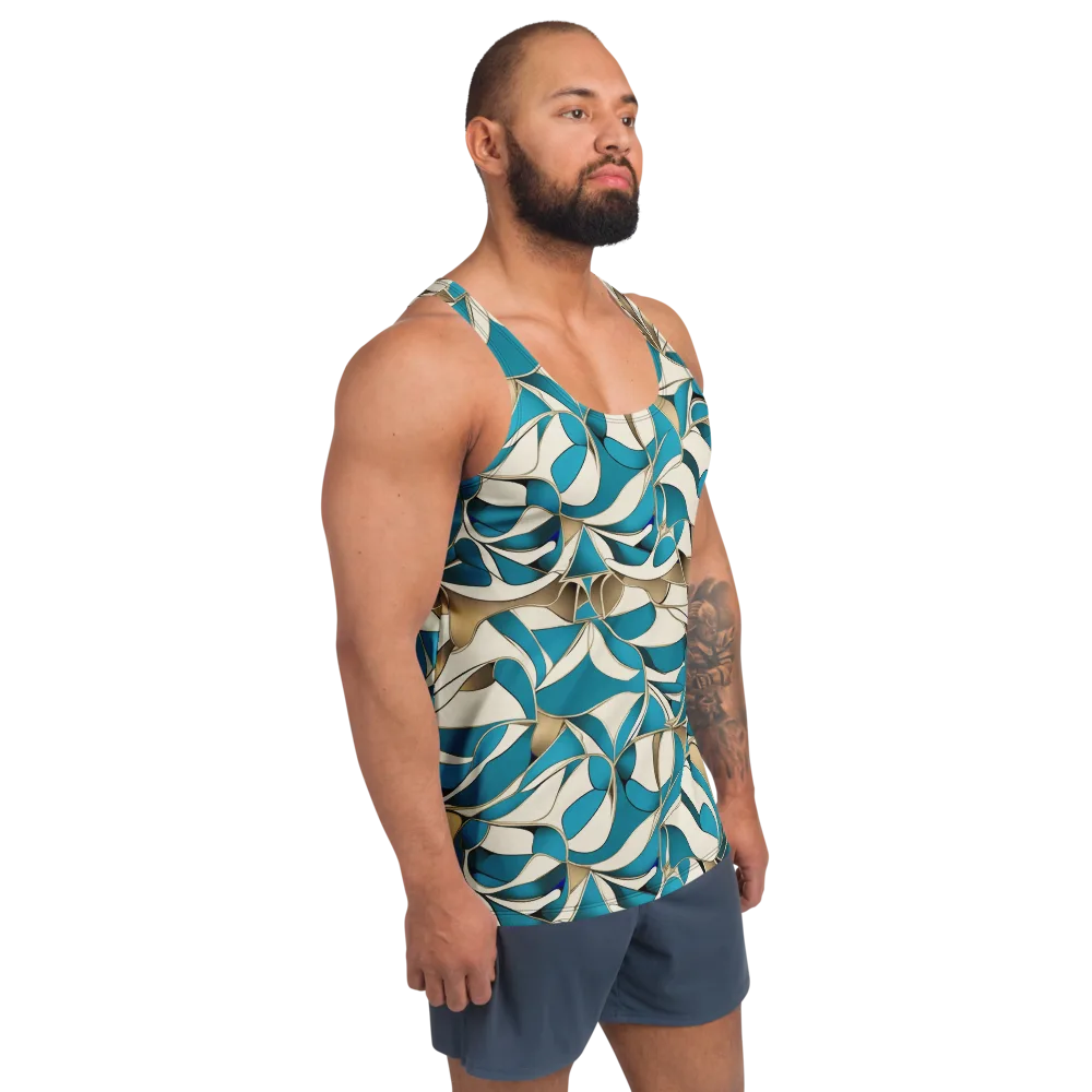 Teal Arabesque on Men's Tank Top — Right Front