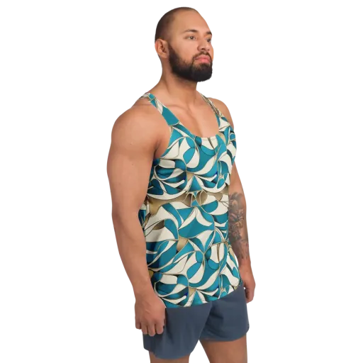 Teal Arabesque on a Men's Tank Top