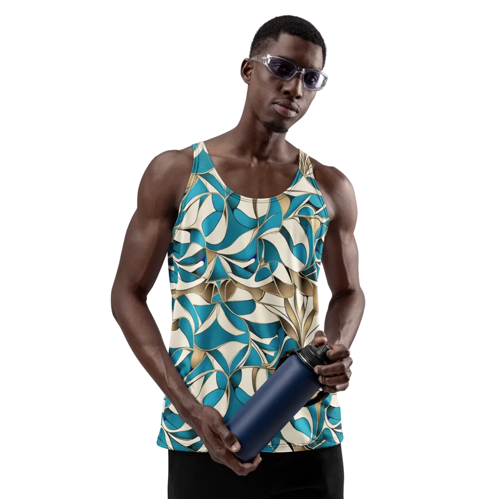 Teal Arabesque on Men's Tank Top — Front