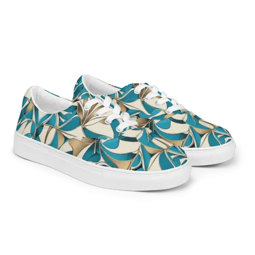 Teal Arabesque on a Men's Lace-Up Canvas Shoes