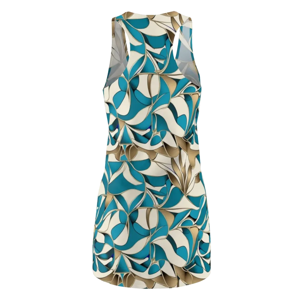 Teal Arabesque on Racerback Dress — Back