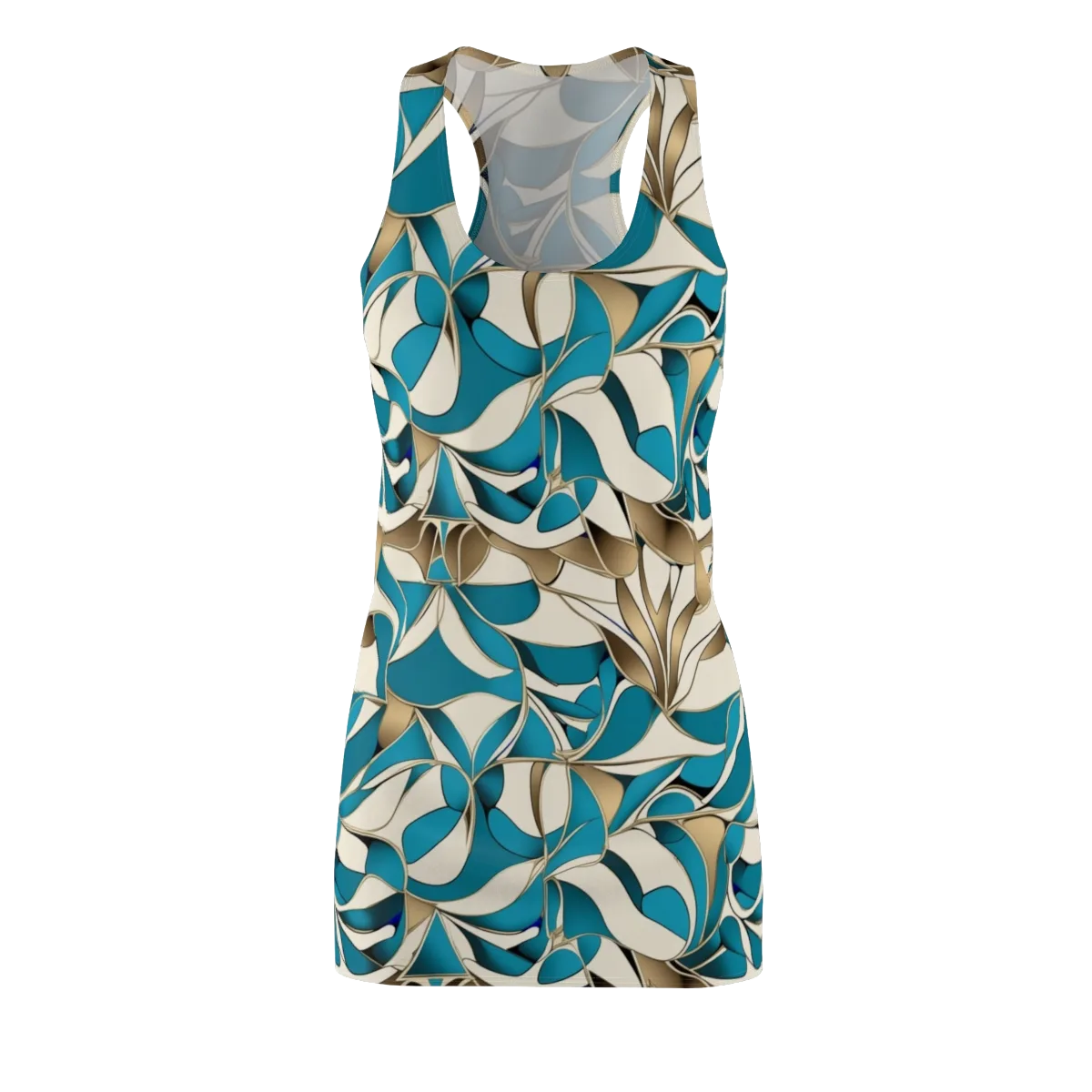 Teal Arabesque on Racerback Dress — Front