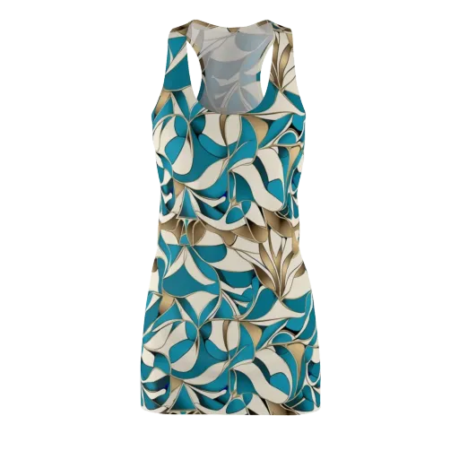 Teal Arabesque on a Racerback Dress
