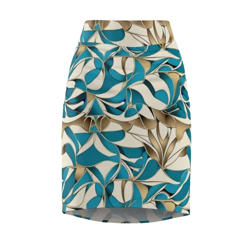 Teal Arabesque on a Pencil Skirt