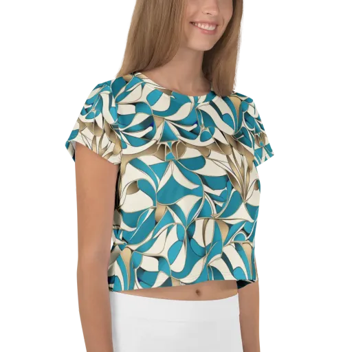 Teal Arabesque on a Crop Tee
