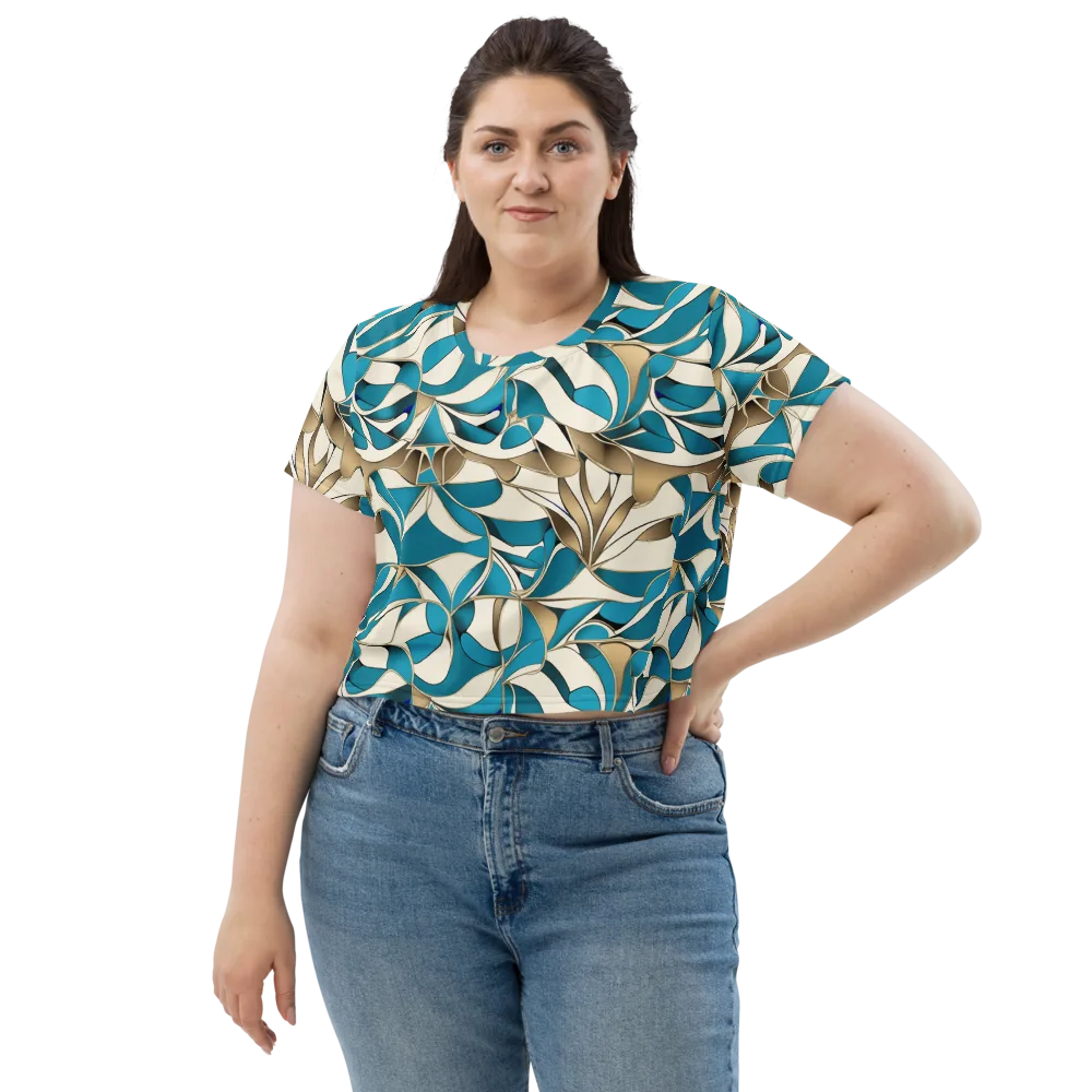 Teal Arabesque on Crop Tee — Front