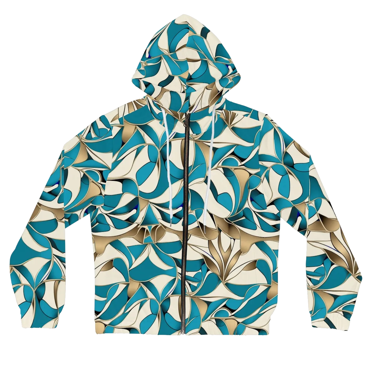 Teal Arabesque on Women's Full-Zip Hoodie — Front