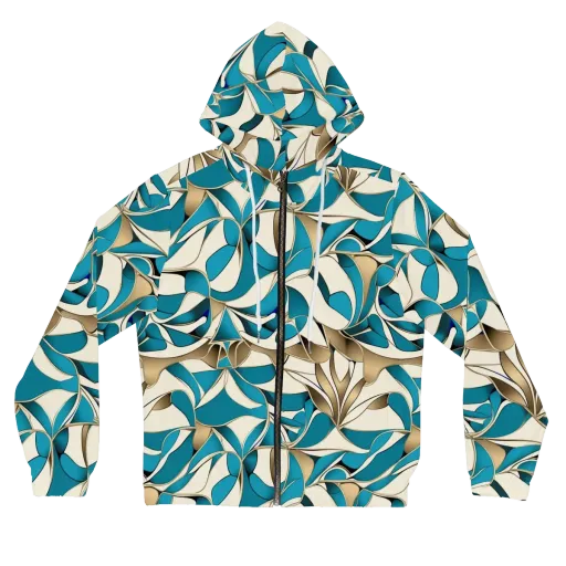 Teal Arabesque on a Women's Full-Zip Hoodie
