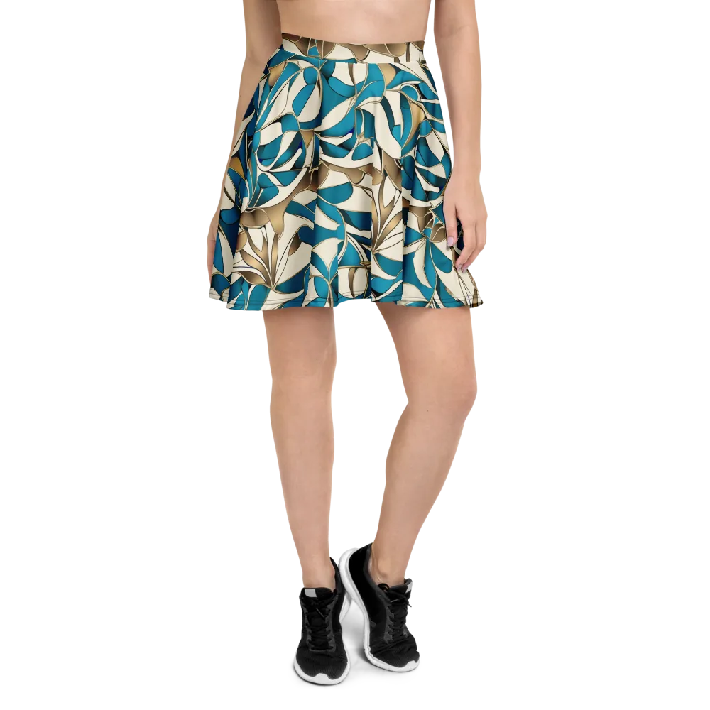 Teal Arabesque on Skater Skirt — Front