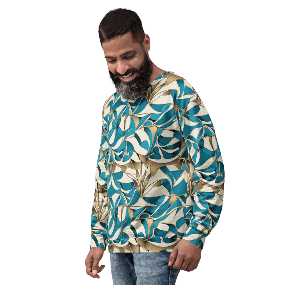 Teal Arabesque on Sweatshirt — Left Front