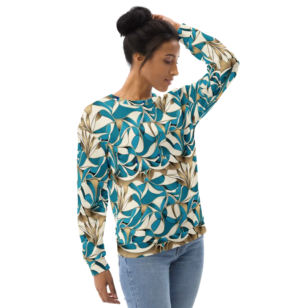 Teal Arabesque on Sweatshirt — Right Front
