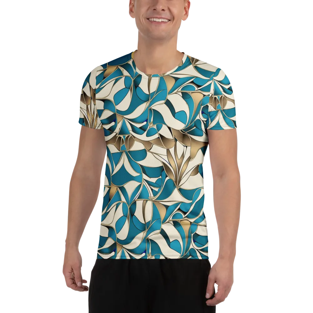 Teal Arabesque on Men's Athletic T-Shirt — Front
