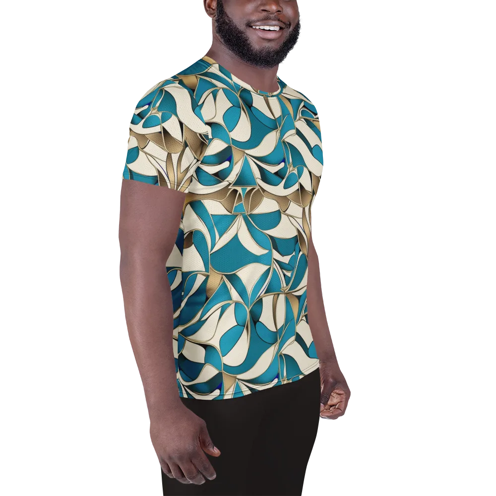Teal Arabesque on Men's Athletic T-Shirt — Right