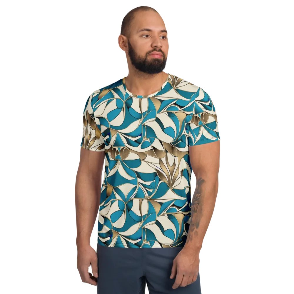 Teal Arabesque on Men's Athletic T-Shirt — Front