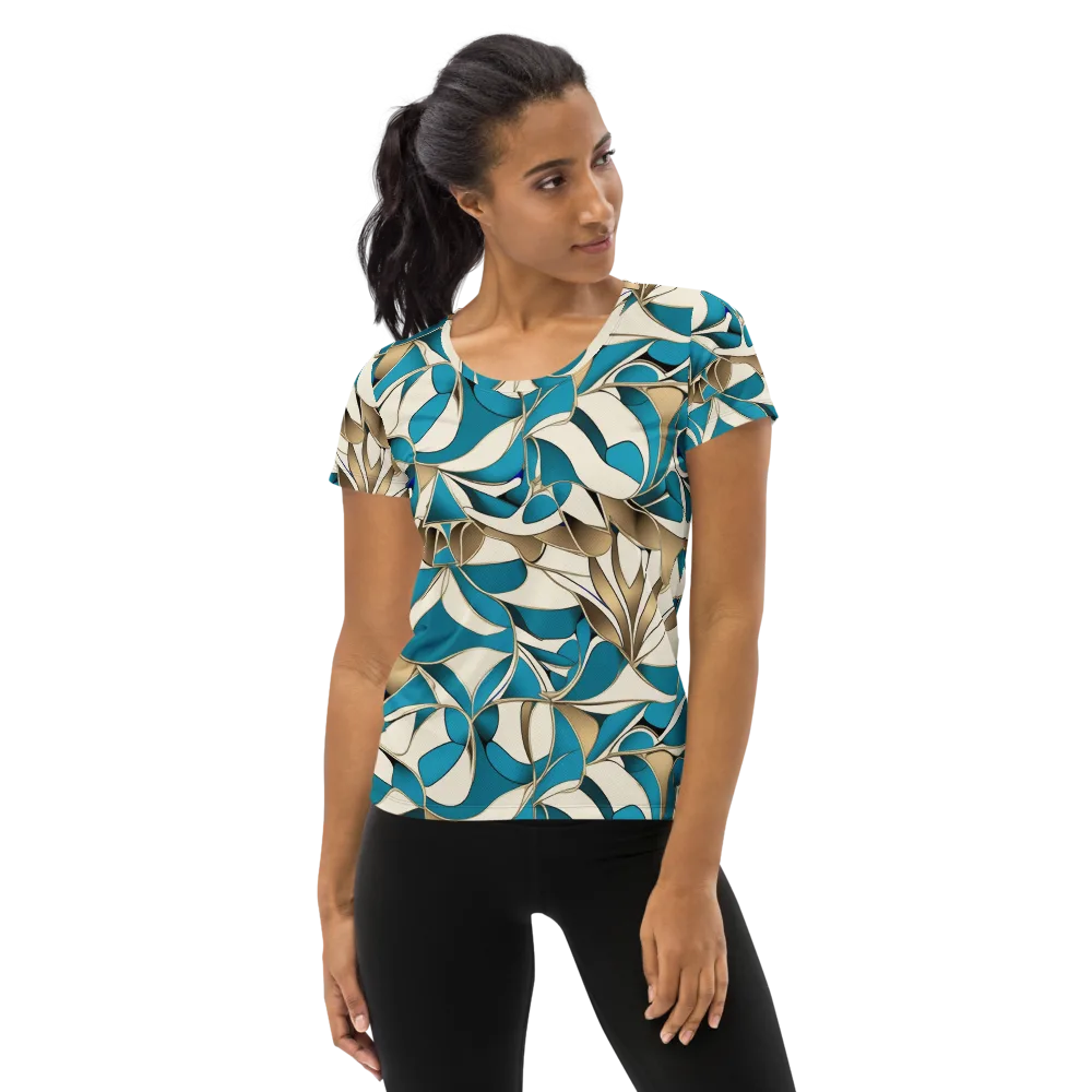 Teal Arabesque on Women's Athletic T-Shirt — Front