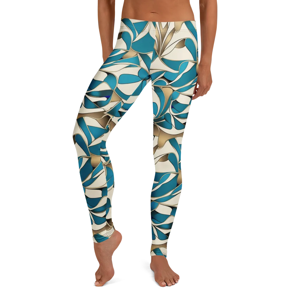 Teal Arabesque on Leggings — Front