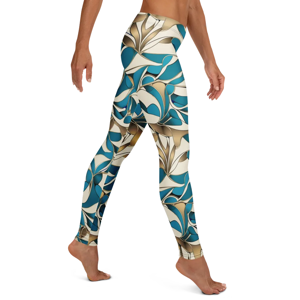 Teal Arabesque on Leggings — Right