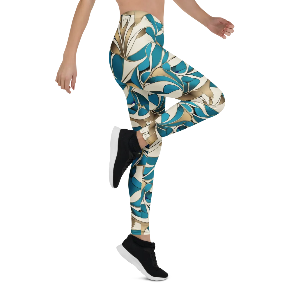 Teal Arabesque on Leggings — Right