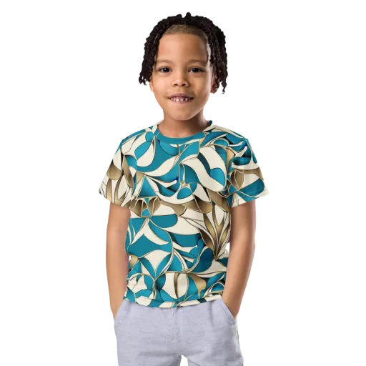 Teal Arabesque on a Kids Crew Neck T-Shirt