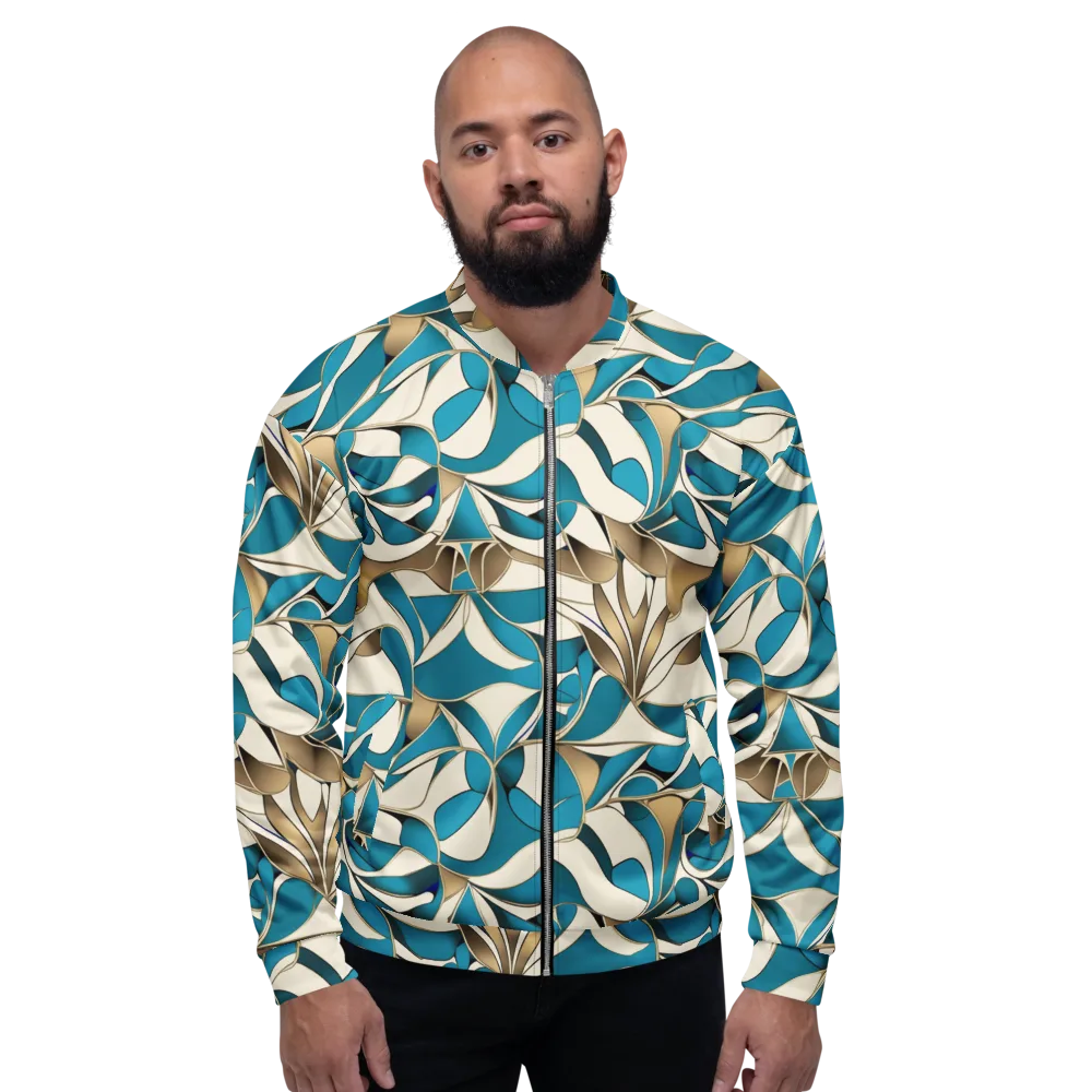 Teal Arabesque on Bomber Jacket — Front