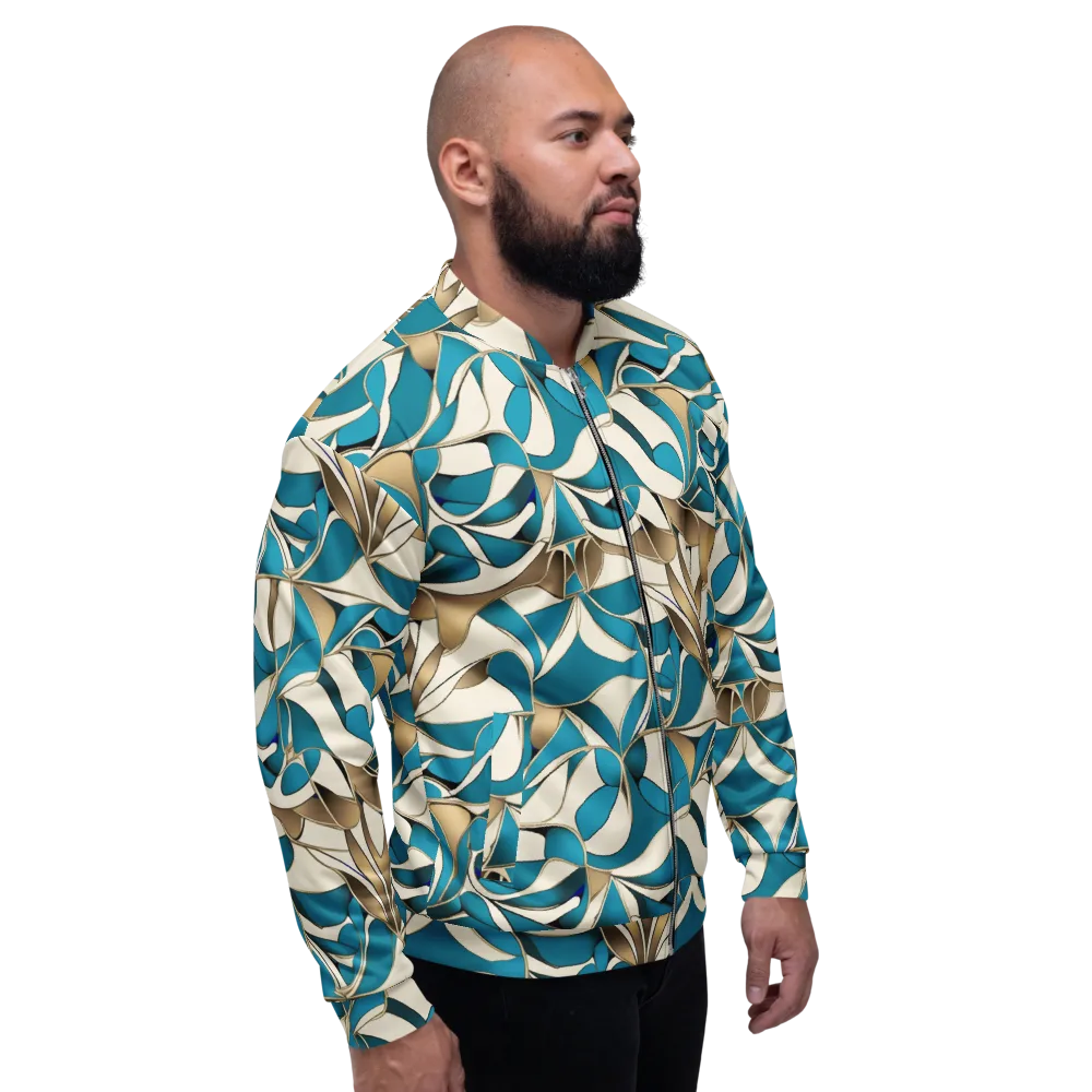 Teal Arabesque on Bomber Jacket — Right