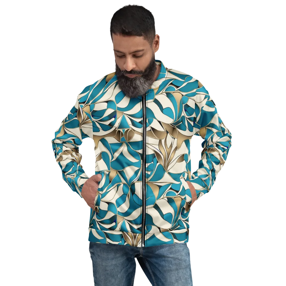 Teal Arabesque on Bomber Jacket — Front