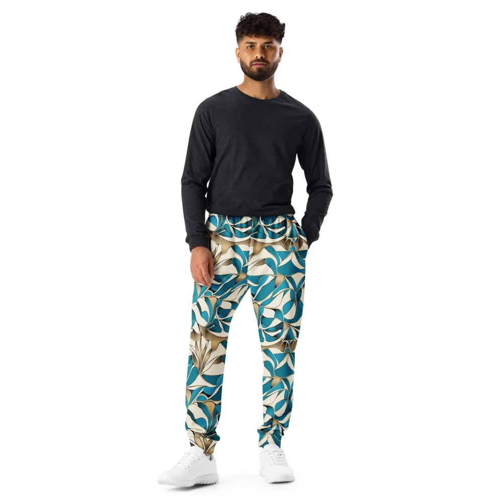 Teal Arabesque on Men's Joggers — Front