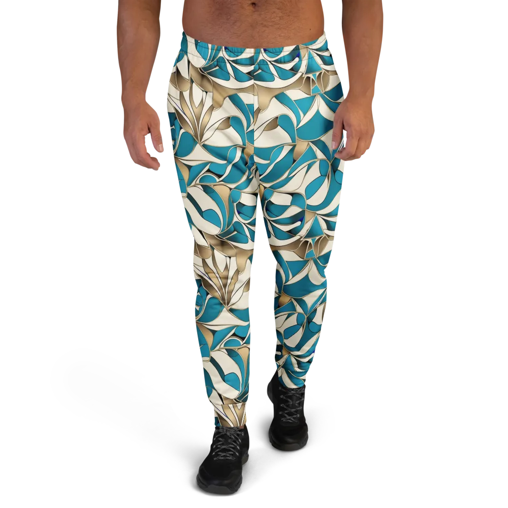 Teal Arabesque on Men's Joggers — Front