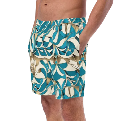 Teal Arabesque on a Swim Trunks
