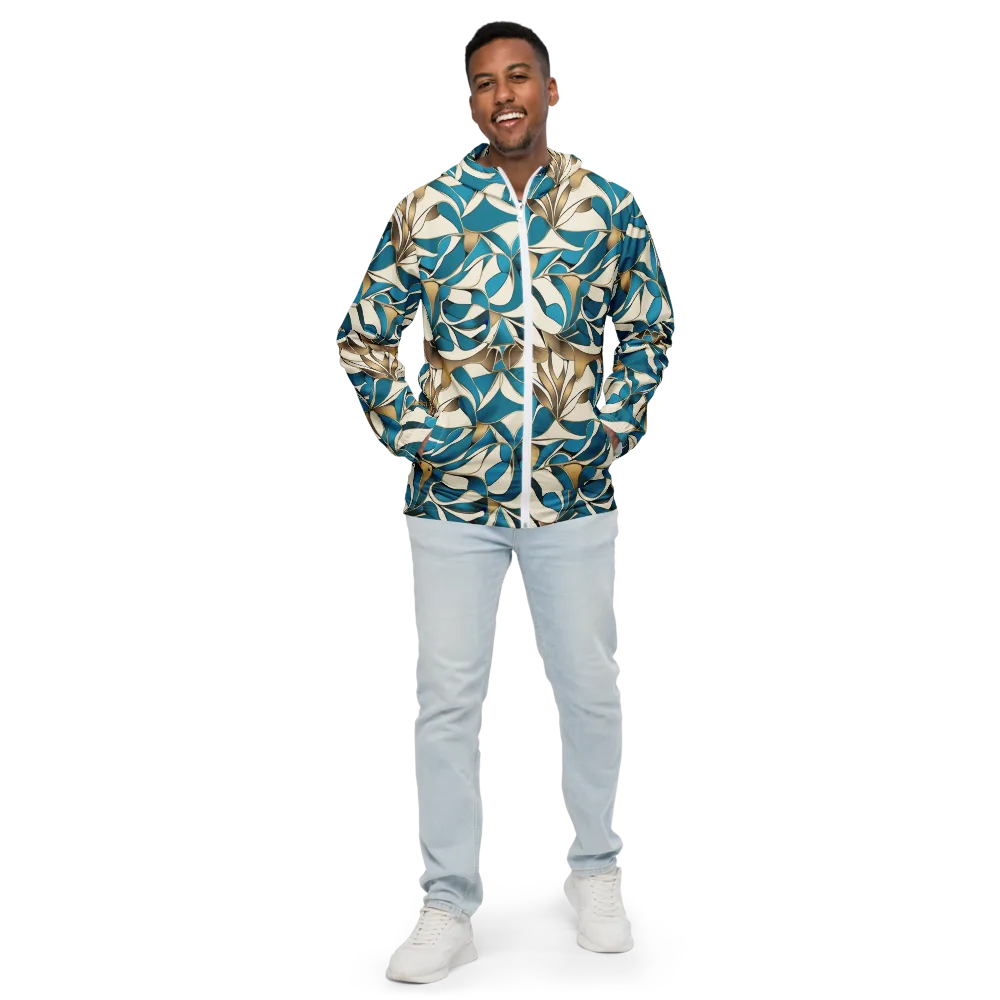Teal Arabesque on Men's Windbreaker — Front