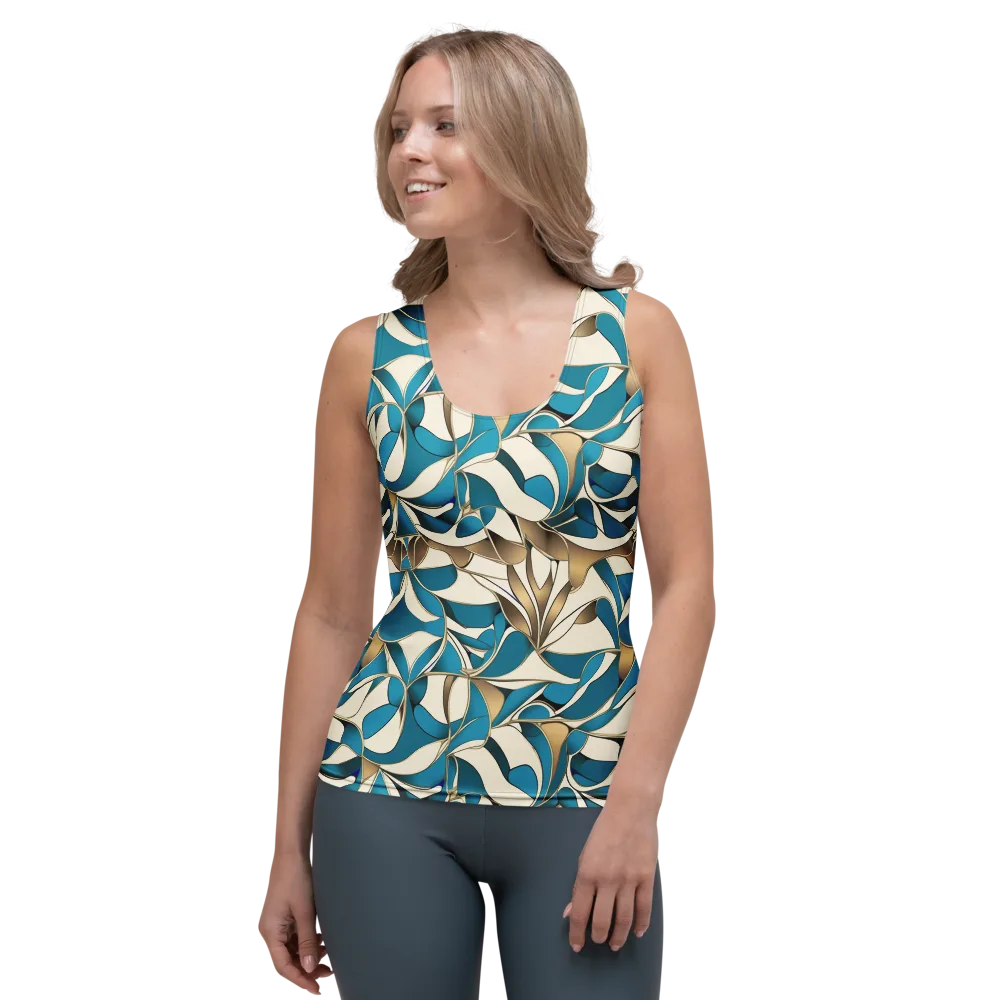 Teal Arabesque on Women's Tank Top — Front